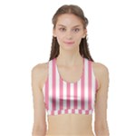 Vertical Stripes - White and Flamingo Pink Women s Sports Bra with Border