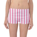 Vertical Stripes - White and Flamingo Pink Reversible Boyleg Bikini Bottoms