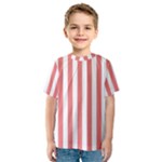 Vertical Stripes - White and Coral Pink Kid s Sport Mesh Tee