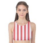 Vertical Stripes - White and Coral Pink Tank Bikini Top