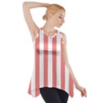 Vertical Stripes - White and Coral Pink Side Drop Tank Tunic