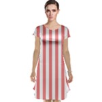 Vertical Stripes - White and Coral Pink Cap Sleeve Nightdress