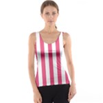 Vertical Stripes - White and Dark Pink Tank Top