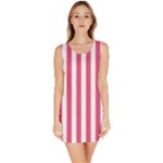 Vertical Stripes - White and Dark Pink Bodycon Dress