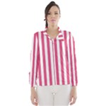 Vertical Stripes - White and Dark Pink Wind Breaker (Women)