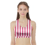 Vertical Stripes - White and Dark Pink Women s Sports Bra with Border