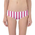 Vertical Stripes - White and Dark Pink Classic Bikini Bottoms