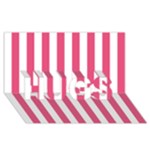 Vertical Stripes - White and Dark Pink HUGS 3D Greeting Card (8x4)