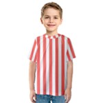 Vertical Stripes - White and Pastel Red Kid s Sport Mesh Tee