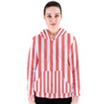 Vertical Stripes - White and Pastel Red Women s Zipper Hoodie