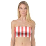 Vertical Stripes - White and Pastel Red Bandeau Top