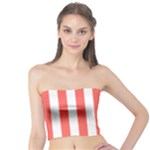 Vertical Stripes - White and Pastel Red Tube Top