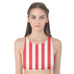 Vertical Stripes - White and Pastel Red Tank Bikini Top