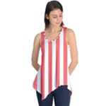 Vertical Stripes - White and Pastel Red Sleeveless Tunic