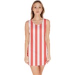 Vertical Stripes - White and Pastel Red Bodycon Dress