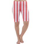 Vertical Stripes - White and Pastel Red Cropped Leggings