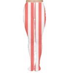 Vertical Stripes - White and Pastel Red Women s Tights