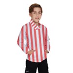 Vertical Stripes - White and Pastel Red Wind Breaker (Kids)