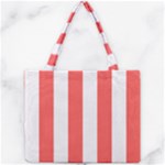 Vertical Stripes - White and Pastel Red Mini Tote Bag