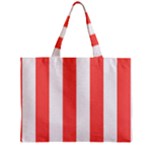 Vertical Stripes - White and Pastel Red Zipper Mini Tote Bag