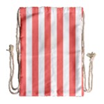 Vertical Stripes - White and Pastel Red Drawstring Bag (Large)