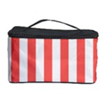 Vertical Stripes - White and Pastel Red Cosmetic Storage Case