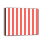 Vertical Stripes - White and Pastel Red Deluxe Canvas 14  x 11  (Stretched)