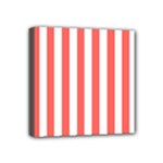 Vertical Stripes - White and Pastel Red Mini Canvas 4  x 4  (Stretched)