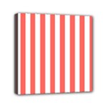 Vertical Stripes - White and Pastel Red Mini Canvas 6  x 6  (Stretched)