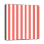 Vertical Stripes - White and Pastel Red Mini Canvas 8  x 8  (Stretched)