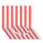 Vertical Stripes - White and Pastel Red Circle Bottom 3D Greeting Card (7x5)