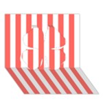 Vertical Stripes - White and Pastel Red Clover 3D Greeting Card (7x5)