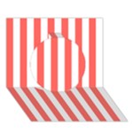 Vertical Stripes - White and Pastel Red Circle 3D Greeting Card (7x5)