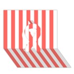 Vertical Stripes - White and Pastel Red Ribbon 3D Greeting Card (7x5)