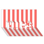 Vertical Stripes - White and Pastel Red HUGS 3D Greeting Card (8x4)