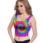 Psychedelic Fractal Rainbow Spiral  Crop Top