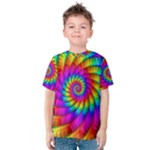 Psychedelic Fractal Rainbow Spiral  Kid s Cotton Tee