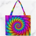 Psychedelic Fractal Rainbow Spiral  Mini Tote Bag