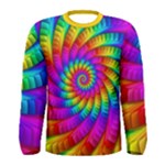 Psychedelic Fractal Rainbow Spiral  Men s Long Sleeve Tee