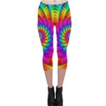 Psychedelic Fractal Rainbow Spiral  Capri Leggings 