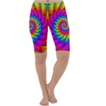 Psychedelic Fractal Rainbow Spiral  Cropped Leggings 