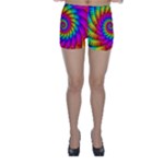 Psychedelic Fractal Rainbow Spiral  Skinny Shorts