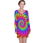 Psychedelic Fractal Rainbow Spiral  Long Sleeve Nightdress