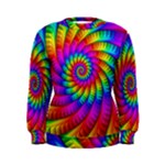 Psychedelic Fractal Rainbow Spiral  Women s Sweatshirt