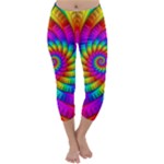 Psychedelic Fractal Rainbow Spiral  Capri Winter Leggings 