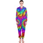 Psychedelic Fractal Rainbow Spiral  Hooded Jumpsuit (Ladies)