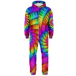 Psychedelic Fractal Rainbow Spiral  Hooded Jumpsuit (Men)