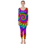 Psychedelic Fractal Rainbow Spiral  Long Sleeve Catsuit