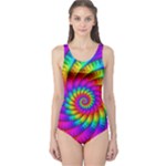 Psychedelic Fractal Rainbow Spiral  One Piece Swimsuit