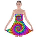 Psychedelic Fractal Rainbow Spiral  Strapless Bra Top Dress